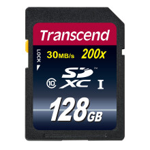 Karta pamieci Flash SDXC klasy 10 Transcend 128 GB, do 30 MB/s (TS128GSDXC10E)