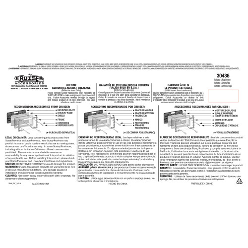 Cruiser tilbeh?r 30436 R?d reflektor II nummerplade ramme r?d/krom 2