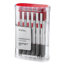 TUL BP3 Ballpoint Retractable Medium Point 1.0 mm Silver Barrel Red Ink Pack Of 12