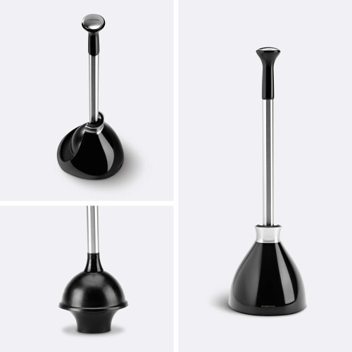 Plongeur simplehuman et support en acier inoxydable, noir 1