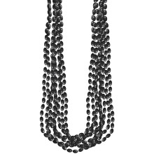 Black Metallic Bead Necklaces - 30"" (Pack of 8) - Stunning Party Accessory Perfect for Celebrations and Costume Events