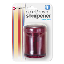 OIC Double Barrel Crayon Sharpener-8/BX Manueller Bleistiftspitzer, durchscheinend rot, 8 Stck