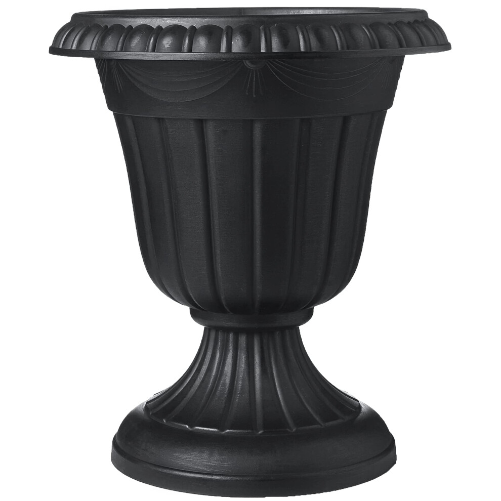 Arcadia Garden Products PL00BK Classic Traditional Plastic Urn Planter, Black