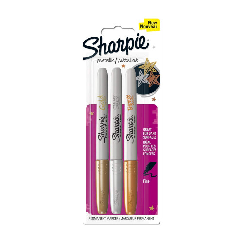 Sharpie Sharpie Μεταλλικός Μόνιμος Μάarker - Χρυσό/Ασημί/Χάλκινο (Συσκευασία 3 τεμ.)