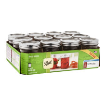Ball Half Pint (8 oz.) Regular Mouth Mason Jars w/ Cap - Set of 12 AEP