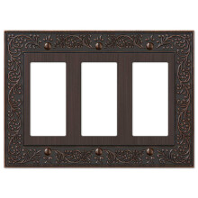 Amerelle 43RRRVB English Garden Placa de Parede, 3 Interruptores, Bronze Envelhecido