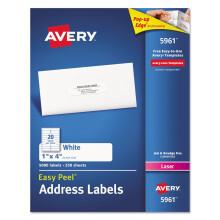 Avery 5161 Easy Peel Adressetiketten, Laserdruck, 2,5 x 10,2 cm, Wei, 2000 Stck/Karton