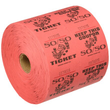R?de 50/50 lodtr?kningsbilletter: rulle p? 1000