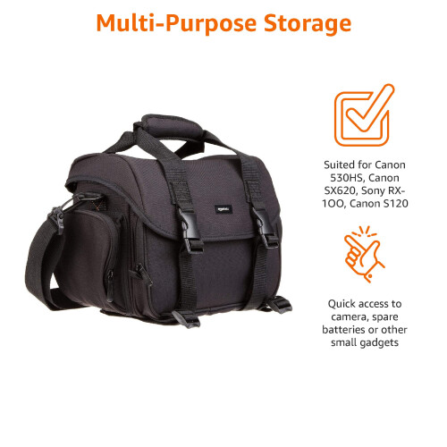 Amazon Amazon Basics Large DSLR Gadget Bag  Black with Grey Interior 2