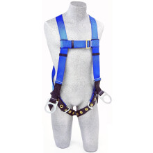 3M Protecta First AB17560 Fall Protection 5-Point Adjustment Full Body Harness, Back And Side D-Rings, Tongue Buckle Leg Straps, Universal, Blue/Blac
