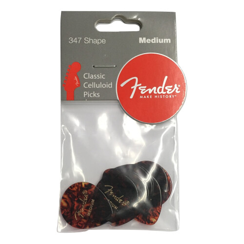 Fender Fender Classic Celluloid Gitaarpicks 347 Vorm, Schildpad, Medium, 12-Pack 1