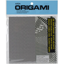 Papier origami double face Aitoh 5,875 x 5,875 pouces noir et blanc 24 feuilles