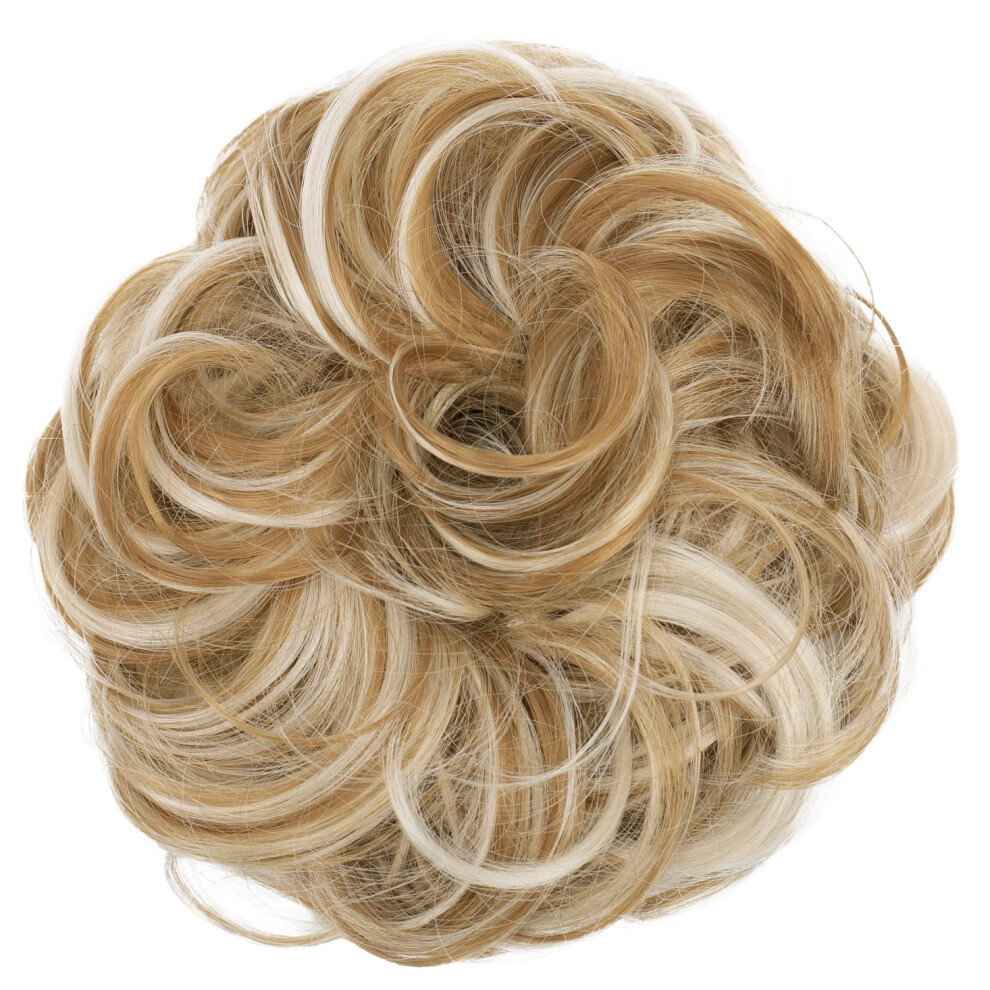Caisha Unisex Not,Specified Messy Scrunchie Bun Voluminous Wavy Hairpiece Heat-Resistant Synthetic Fibres Strawberry Blonde Mix G36a