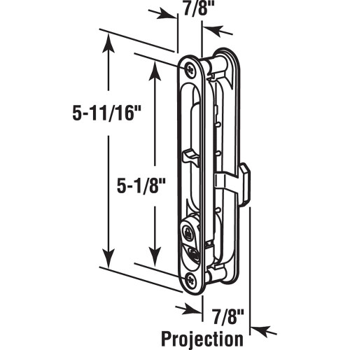 PrimeLine A 202 Diecast Black  Flush Sliding Screen Door Latch Single Pack 1