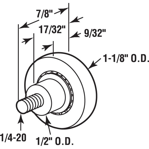 Prime-Line R 7228 1-1/8 ίντσες Λευκοί Ρόλοι Συρταριών - Nylon, 2 Τεμάχια 1