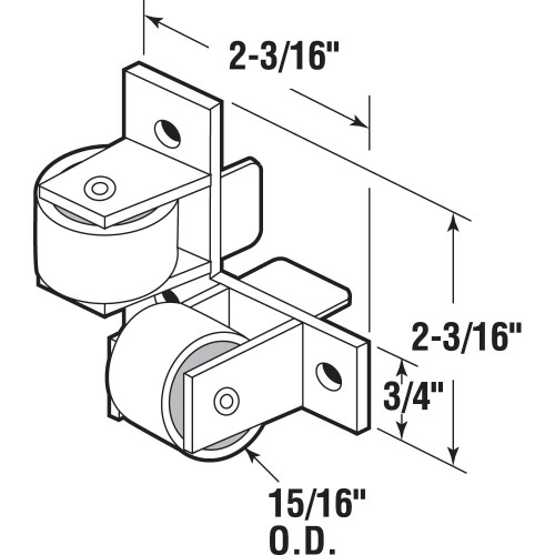 Prime-Line R 7218 15/16 In., Λευκό Νάιλον Οδηγός Συρταριού Διπλό Ρόλλερ (2 Τεμάχια) 1
