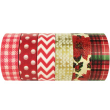 Allydrew Red Poinsetta Washi Tape Rolls Rolls Bense Decorative Set Set - 6 Rolls