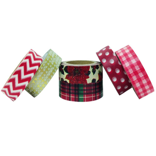 Allydrew Red Poinsetta Washi Tape Rolls Rolls Bense Decorative Set Set - 6 Rolls 2