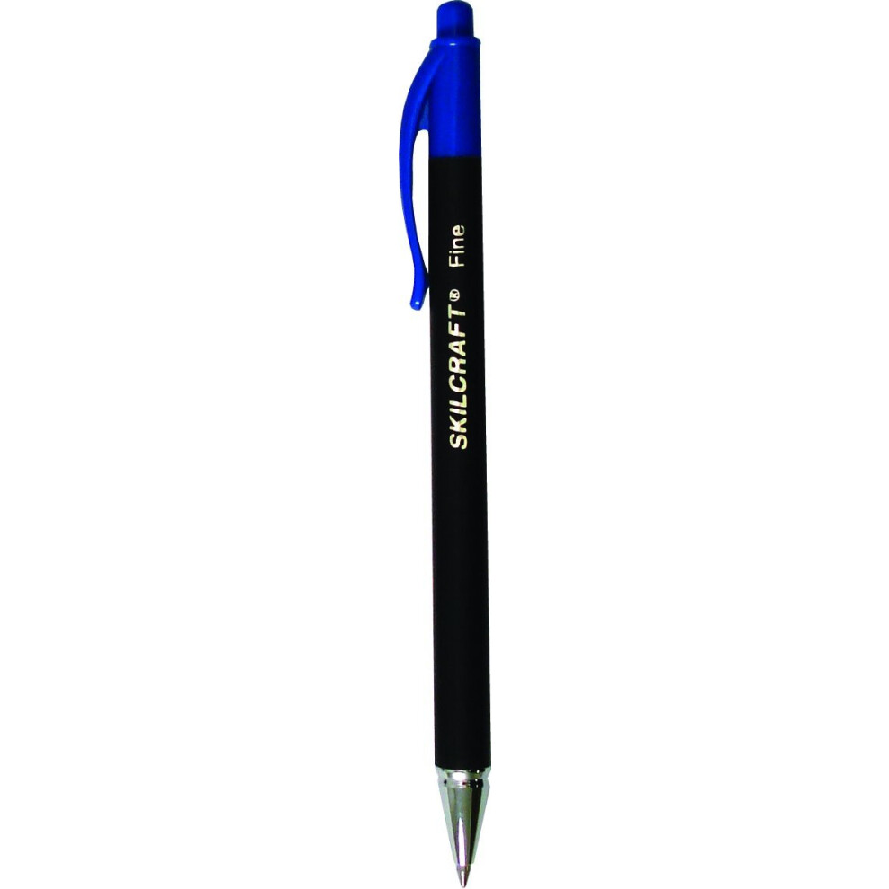 Stylo     bille r   tractable     pointe fine en caoutchouc Skilcraft 7520-01-352-7310 (paquet de 12) Encre bleue