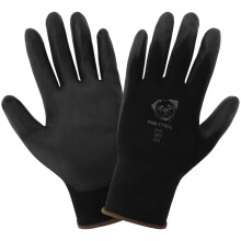 Global Glove PUG-17-L-12 Handschuhe, schwarzes Nylon, Handflche mit schwarzer Polyurethan-Beschichtung. Gro. 12 Paar/Pkg