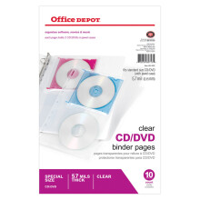 Σελίδες Χαρτοφυλακίου CD/DVD Office Depot, 6in. x 10 1/2in., Διαφανείς, Συσκευασία 10, 491802