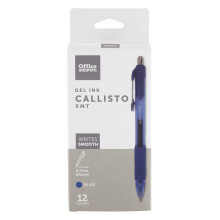 Office Depot Brand Callisto Retractable Gel Ink Pens Medium Point 0.7 mm Transparent Blue Barrel Blue Ink Pack Of