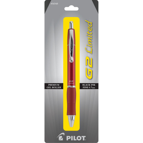 Pilot G2 Limited Refillable & Retractable Gel Pen, Fine Point 0.7mm, Metallic Body with Clip - 31543