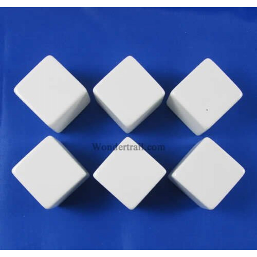 Set de dés blancs D6 vierges 25mm avec autocollants (6)