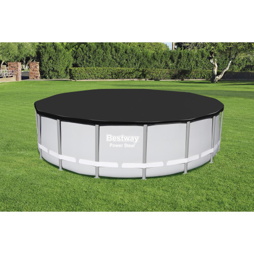 Bestway Bestway Στρογγυλη PVC Κάλυψη 16 Πόδια για Πισίνες Pro Frame με Τρύπες Αποστράγγισης, Μαύρη 2