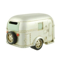 Bank na mince RV Collectibles, stříbrný vintage obytný přívěs, 6,5 palce