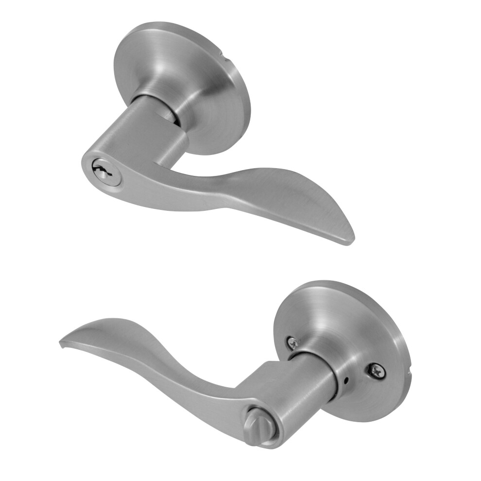 Levier de porte d'entr   e Honeywell 8106301 Wave Nickel satin