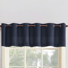 Nr. 918 Montego texturat casual texturat semi-sheer grommet perdea Valance 56 """" x 14 """" Pereche de bucatarie albastru bleumarin
