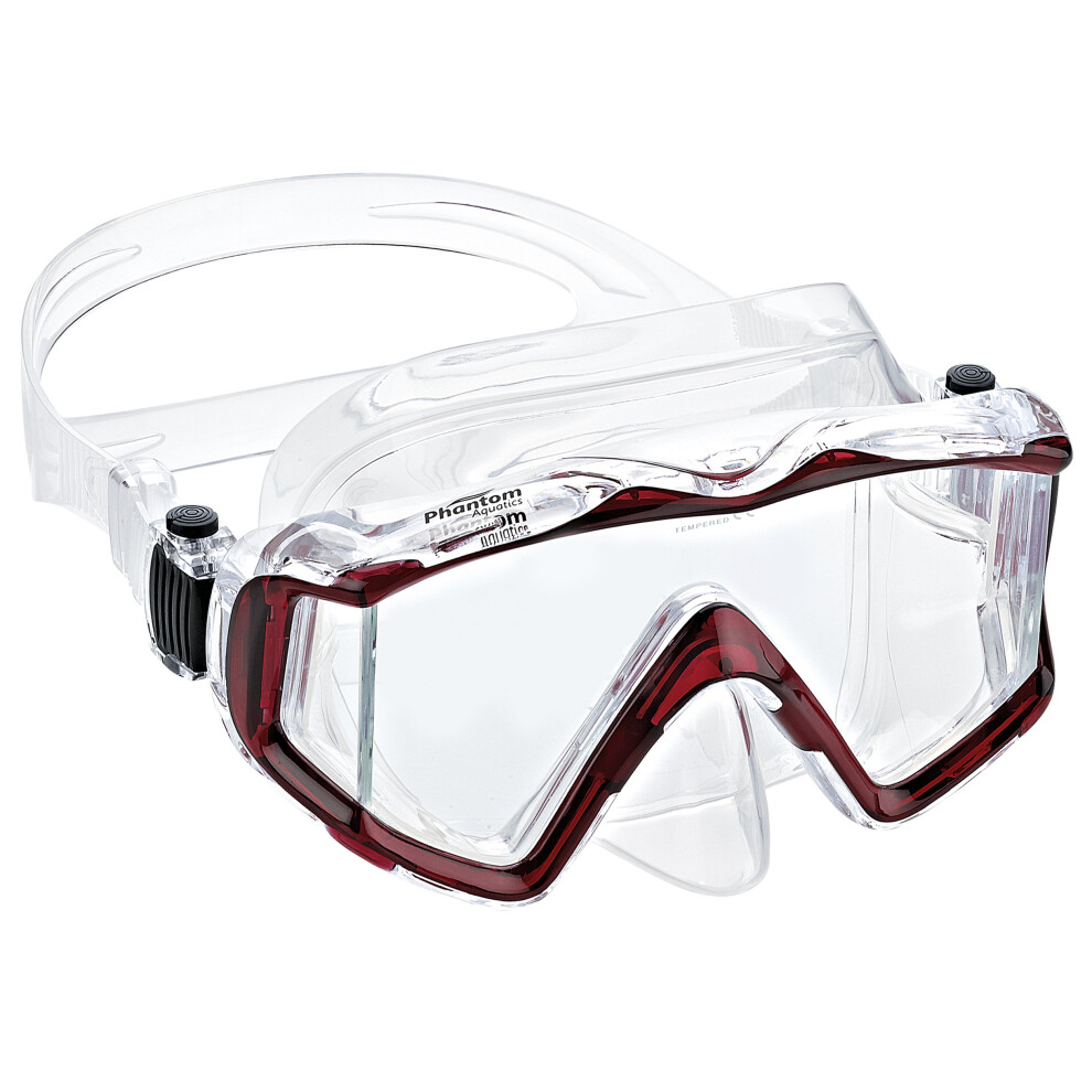 Masque De Plong E Phantom Aquatics Panoramique Scuba Snorkeling Rouge-image