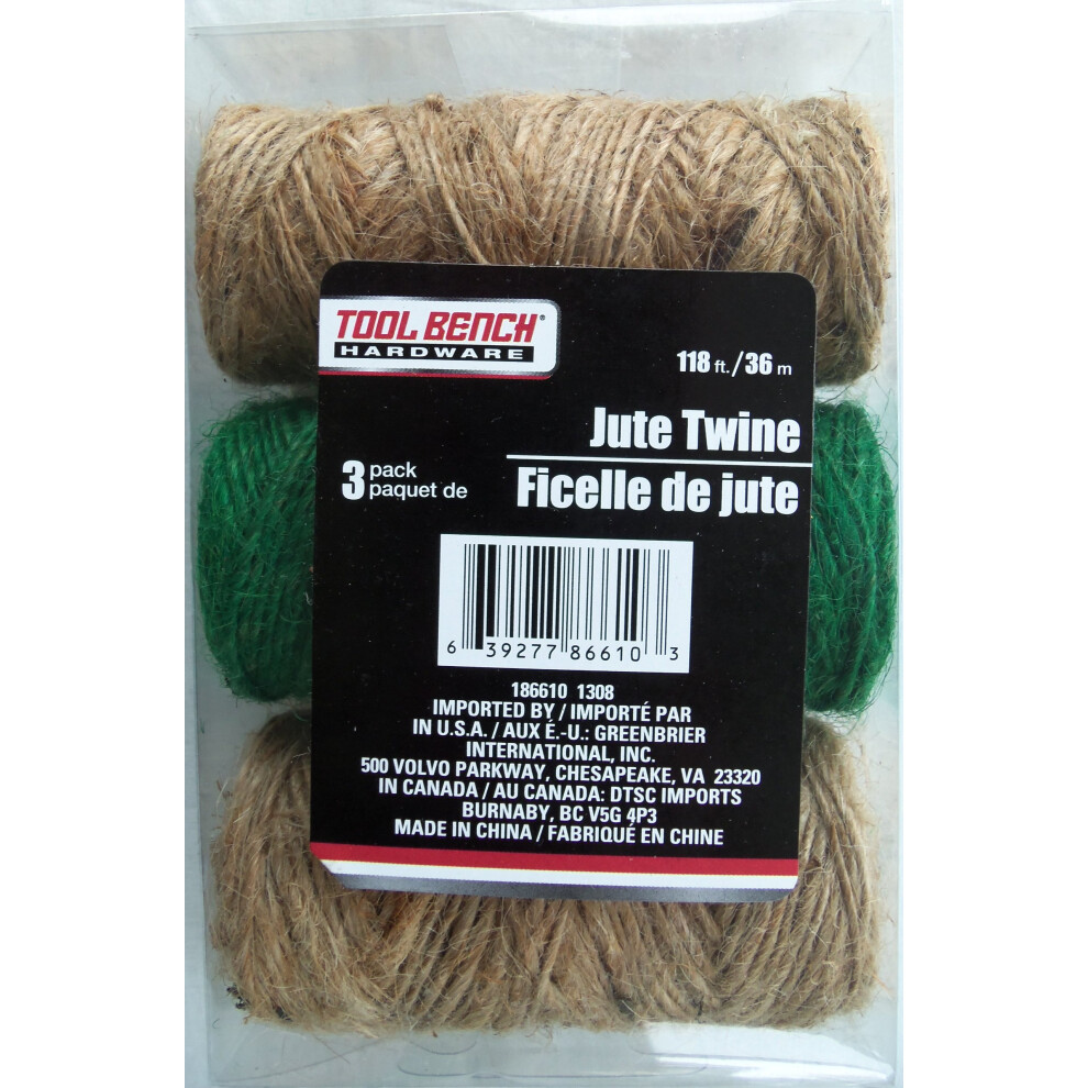 Jute Twine (3 Pack) 118ft/36m