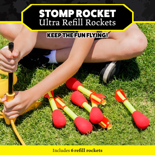 Stomp Rocket Ultra Rocket Refiller, 6 Raketer - Ersättningsskumspetsraketer för Barn 1