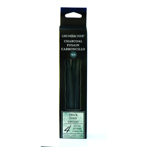 Grumbacher Willow Charcoal, Παχύ, Μαύρο, 4 Πακέτο (WTK4)