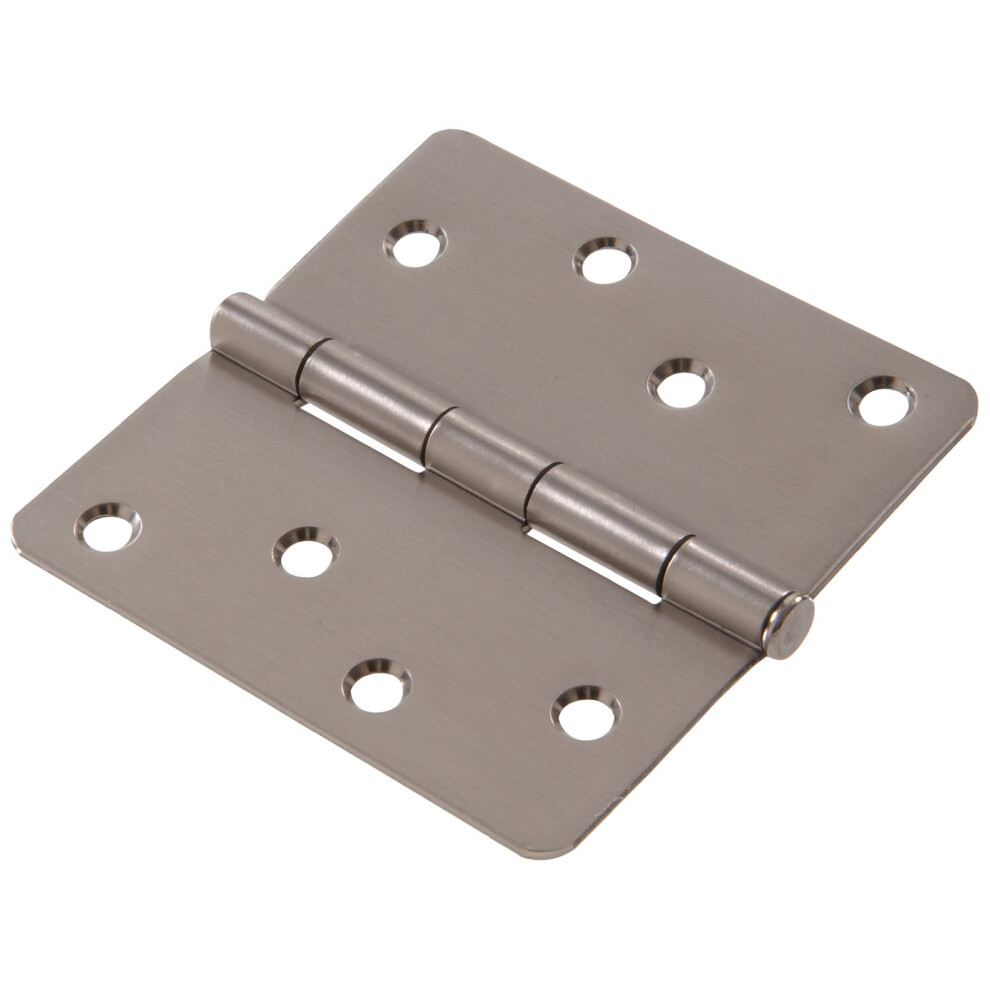 Hardware Essentials Round Corner 1/4"" Full Mortise Door Hinge Stainless Steel 4"" 008236989724