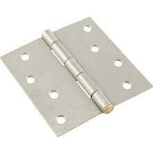 Hardware Essentials 853385 852393 Bright Brass Knocker (7-inch) Galvanized Residential Square Corner Door Hinges with Removable Pin 4""