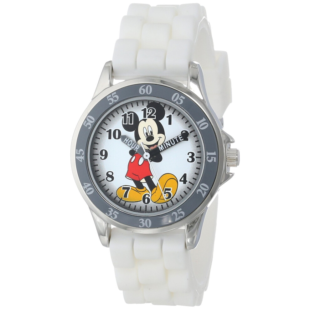 Montre Disney pour enfants MK1240 argent   e avec bracelet en caoutchouc blanc