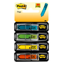 Post-it Message Flags  Sign and Date  30/Dispenser  4 Dispensers/Pack  47 in Wide  Assorted Colors (684-SD)