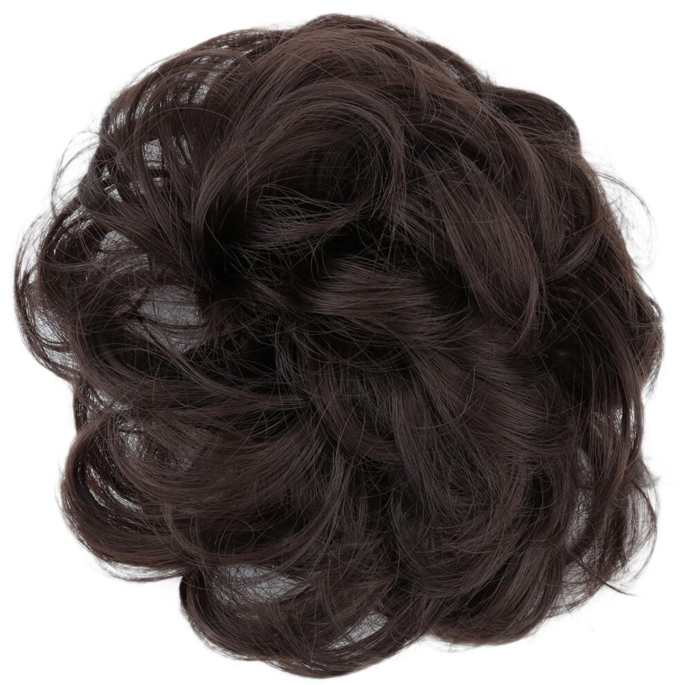 Caisha Messy Scrunchie Bun Voluminous Wavy Hairpiece Heat-Resistant Synthetic Fibres G5a Brown