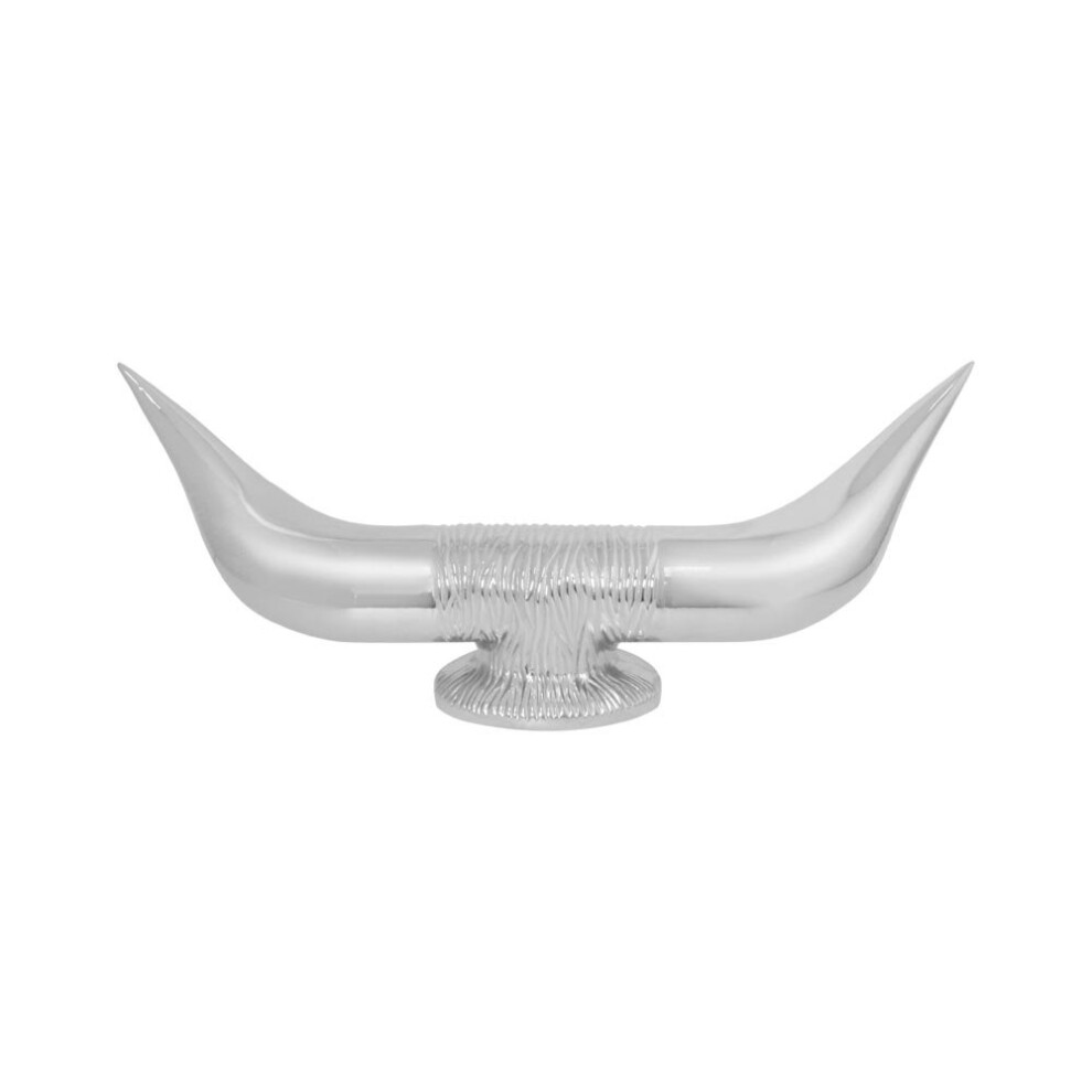 Gg Grand General 48181 Chrome Bull Horn Hood Ornament With Round Base 350102790164