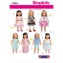 Simplicity 1484 -nukenvaatteiden ompelukaavat 18-tuumaisille nukeille