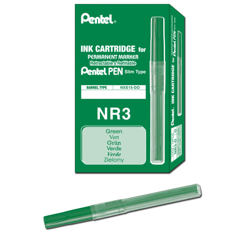 Pentel Pentel Refillbläck för Handy Lines Permanent Marker, 12-pack, Grön (NR3-D)