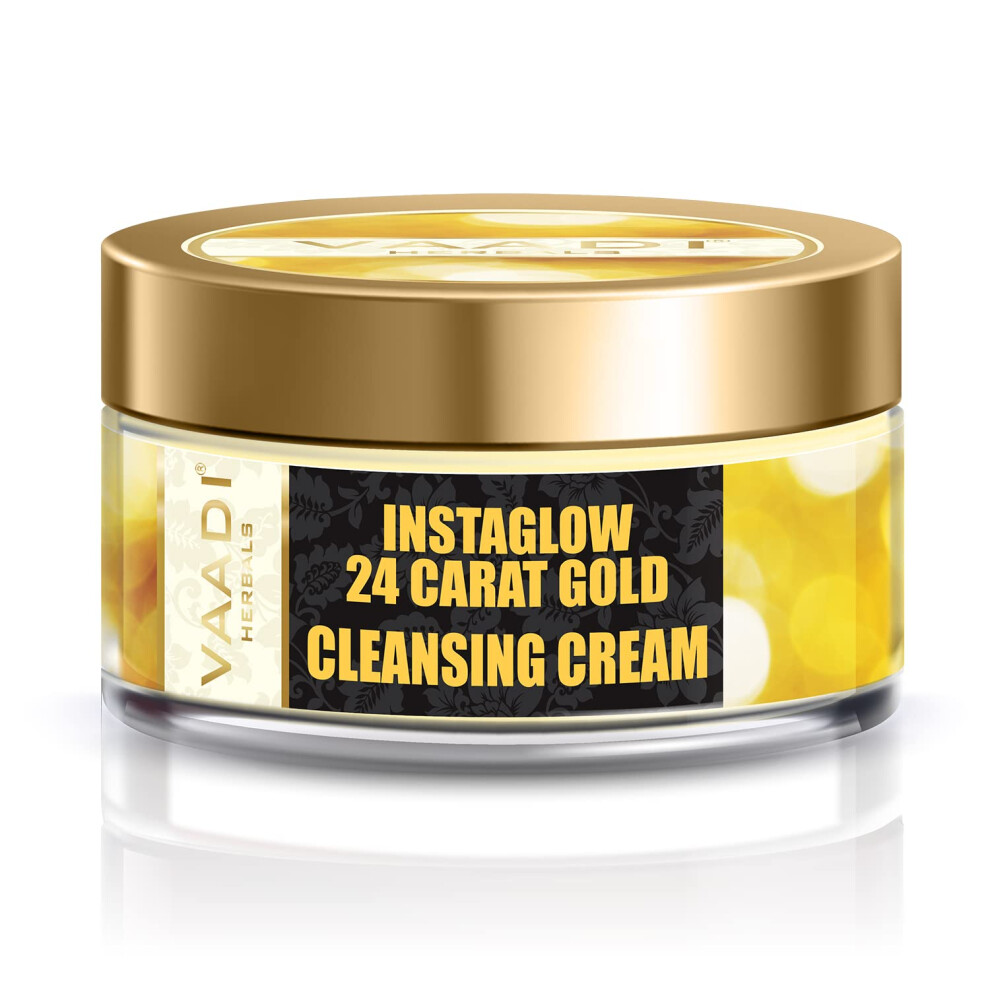 Vaadi Herbals Gold/Cream 24 Carat Cleansing With Mari Oil & Wheatgerm Oil Herbal Facial Cleansing Creams All Natural Paraben Free Sulfat