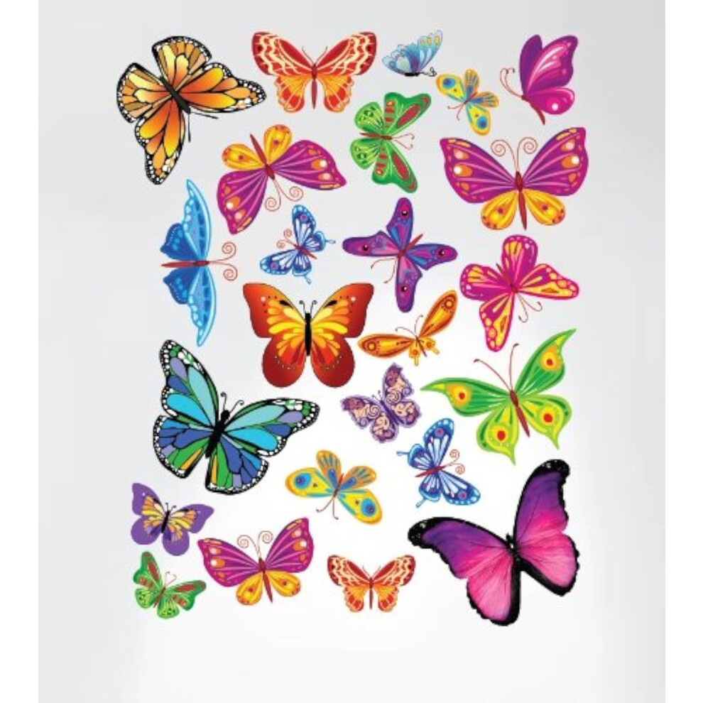 Innovative Stencils Easy Peel And Stick Instant Home Decor Wall Sticker - Colorful Butterflies Nursery Decals #3005
