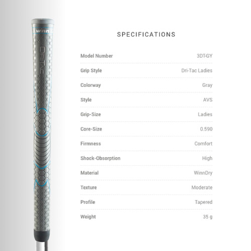 Winn Grips Dri-Tac 13Τεμαχίων Γυναικείος/Ανδρικός Grip Μικρού Μεγέθους (-1/32") Γκρι 2