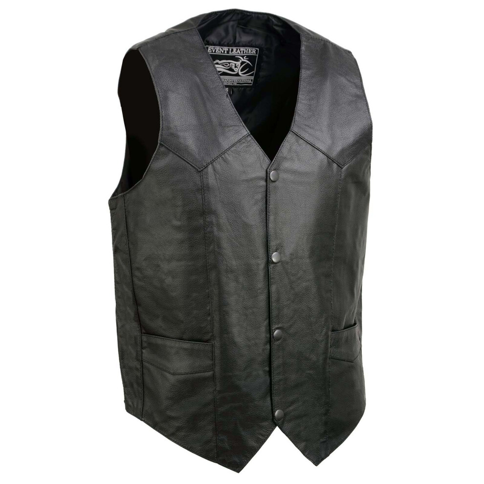 EVENT LEATHER EL1310GO Veste de moto classique en cuir noir     bouton-pression