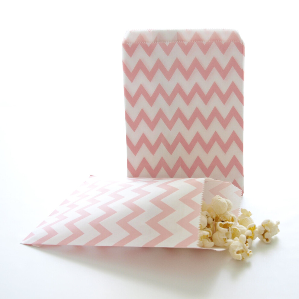Sacs Cadeaux En Papier Chevrons Roses | Paquet De 25 | Sac Cadeau En Papier De Qualit Alimentaire | Fournitures De F Te-image