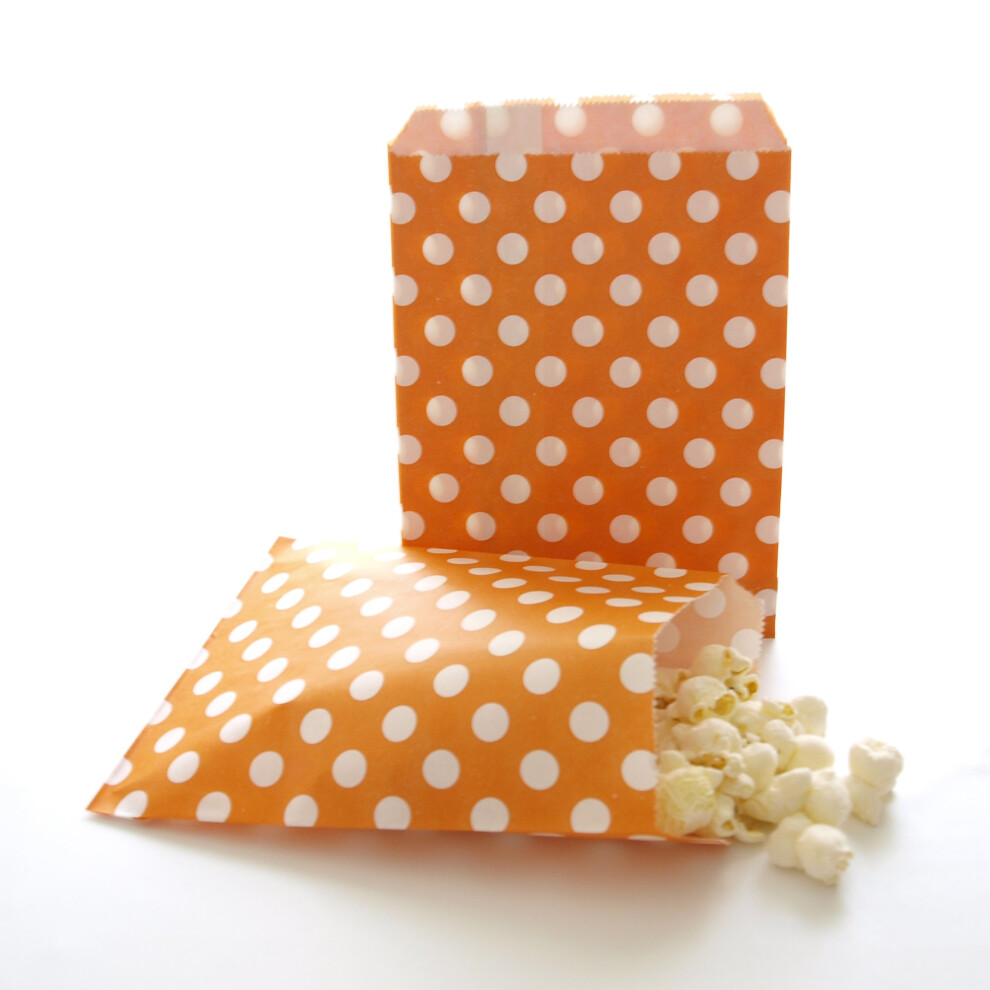 Sacs Cadeaux Tendance Pour Bonbons Et Pi Atas, Sachets Orange Pois (Lot De 25)-image